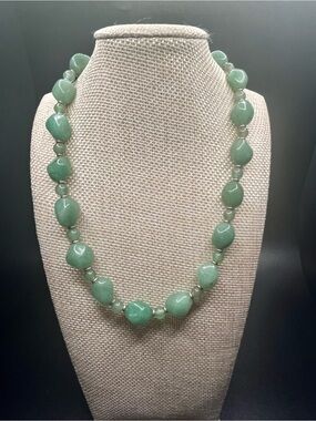 Vintage Green Aventurine Stone Bead Necklace USA